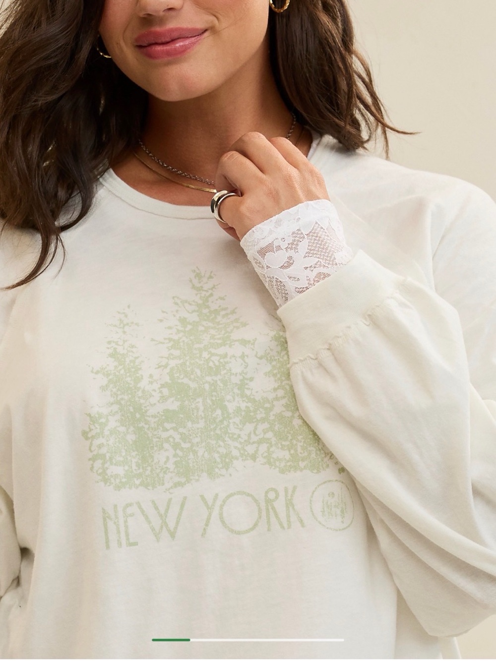 aerie Long-Sleeve Oversized Boyfriend Tee New York Nature Graphic 100% Cotton